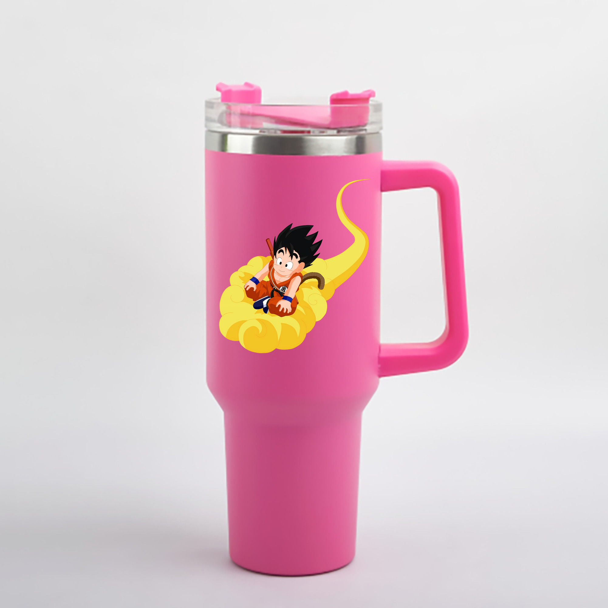 （画像用） ドラゴンボール 孫悟空（そん ごくう）Son Goku カカロット DRAGON BALL Kakarotto 1200mL車用タンブラー - クリスタルステッカー（プラスチックストロー付き）